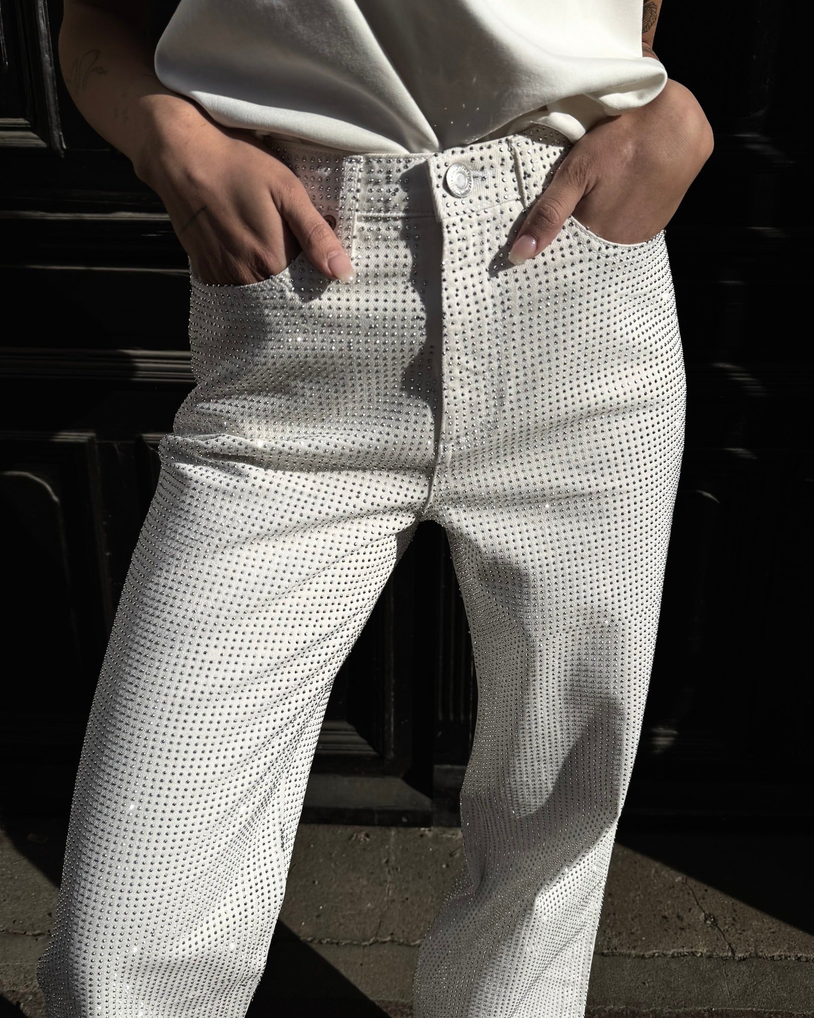 VMTESSA Rhinestone Jeans - Bright White